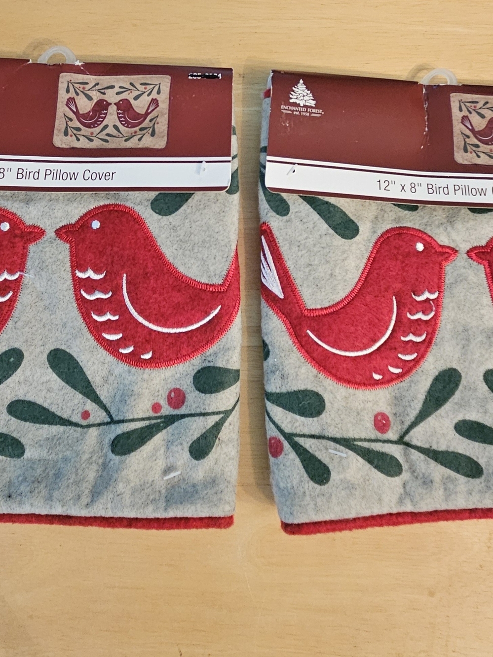 Red Bird Holiday Pillow Cover - Cream